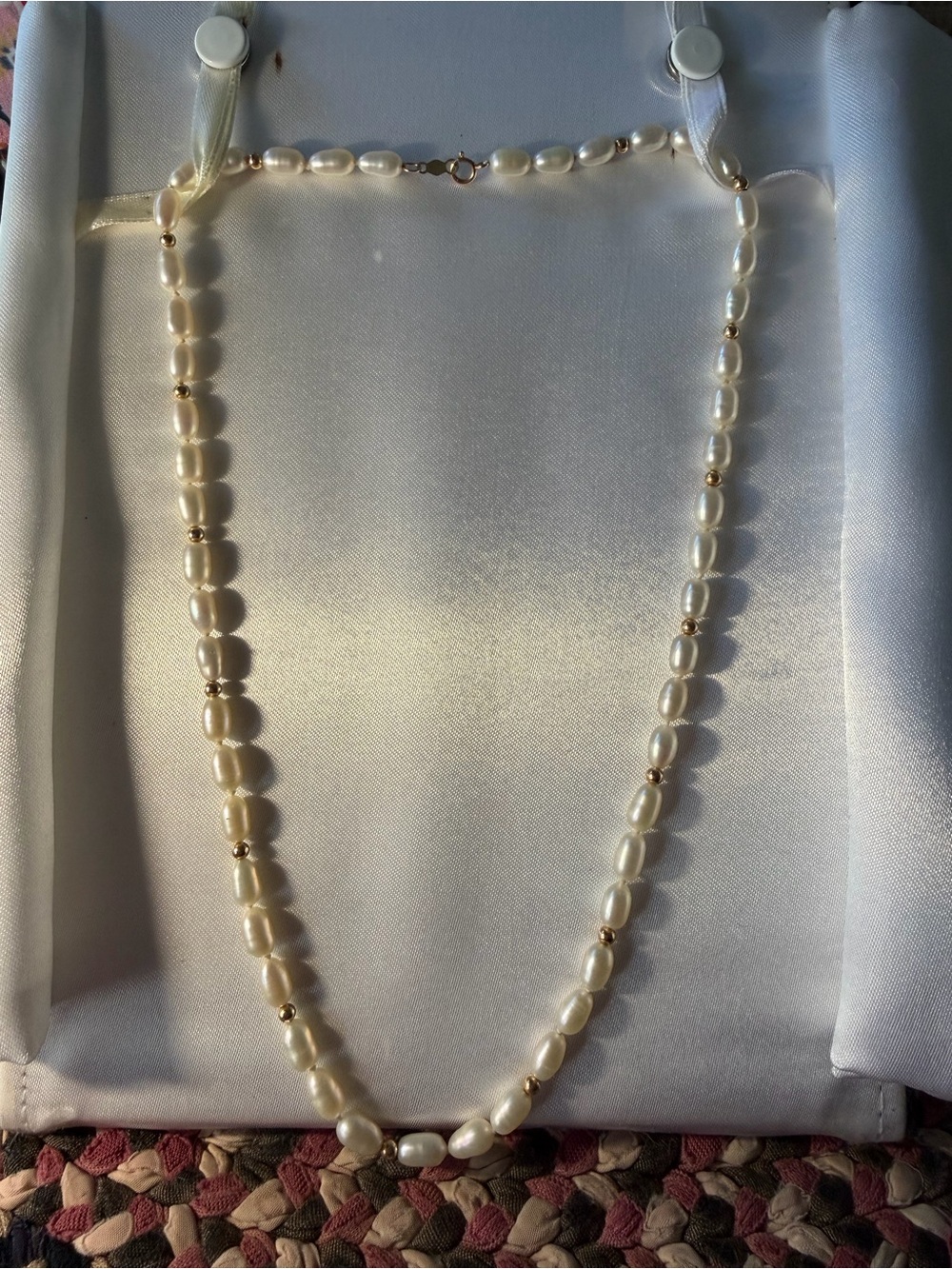 Classic Pearl Necklace with 14K Gold Accent Beads